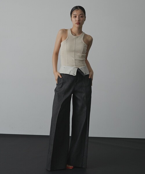 UNITED TOKYO（ユナイテッドトウキョウ）の「2way Waist Stretch Jeans｜ウォッシャブル/美脚見え/春服（デニムパンツ・レディース・ブラック・1/2）」の5枚目の写真