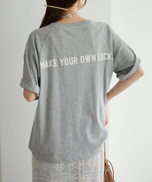 PUAL CE CIN(ピュアルセシン)の「ロゴ刺繍×フロッキープリント麻混Tシャツ(Tシャツ/カットソー・レディース・チャコールグレー/グレー/オフホワイト/ピンク・FREE)」の19枚目の写真