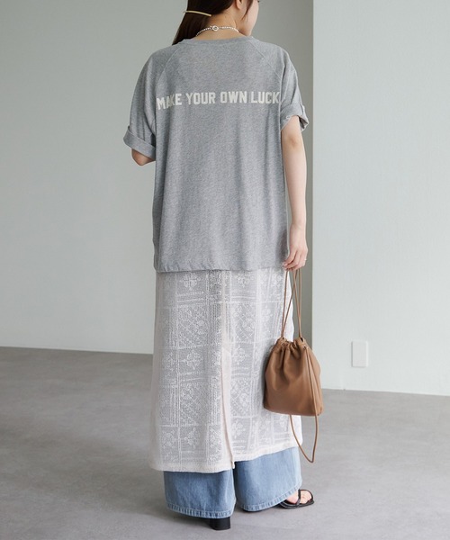 PUAL CE CIN(ピュアルセシン)の「ロゴ刺繍×フロッキープリント麻混Tシャツ(Tシャツ/カットソー・レディース・チャコールグレー/グレー/オフホワイト/ピンク・FREE)」の22枚目の写真