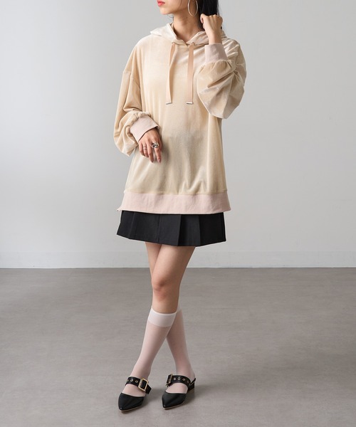 MAGASIN DE MODE Onjna(マガジンデモードオンジェナ )の「【MAGASIN DE MODE Onjna】サイドジップスリットベロアメッシュパーカ シアーベロア Y2K 韓国 trc(パーカー・レディース・ライム/ホワイト系1/ブラック/グレー・FREE)」の14枚目の写真