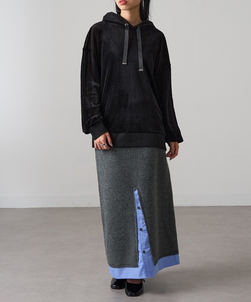 MAGASIN DE MODE Onjna(マガジンデモードオンジェナ )の「【MAGASIN DE MODE Onjna】サイドジップスリットベロアメッシュパーカ シアーベロア Y2K 韓国 trc(パーカー・レディース・ライム/ホワイト系1/ブラック/グレー・FREE)」の22枚目の写真