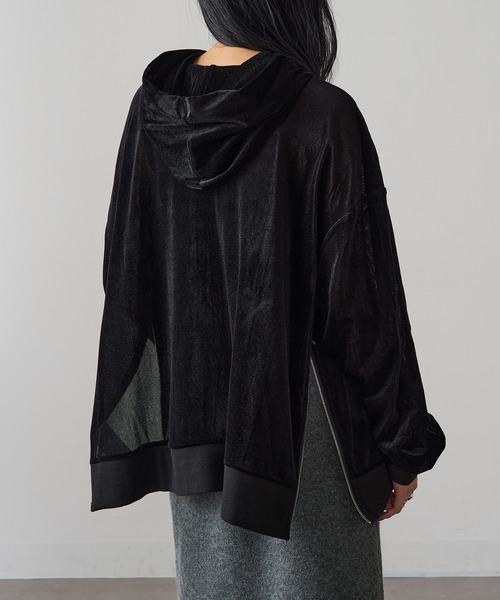 MAGASIN DE MODE Onjna(マガジンデモードオンジェナ )の「【MAGASIN DE MODE Onjna】サイドジップスリットベロアメッシュパーカ シアーベロア Y2K 韓国 trc(パーカー・レディース・ライム/ホワイト系1/ブラック/グレー・FREE)」の21枚目の写真