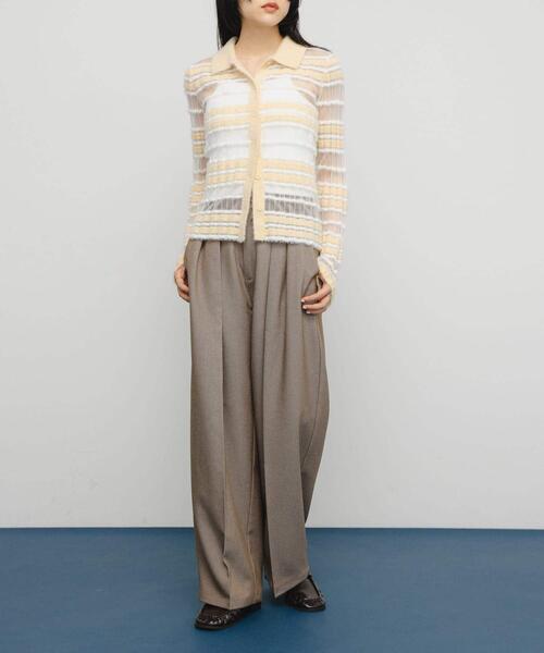 KBF（ケイビーエフ）の「シアーボーダーフェザーニット（ニット/セーター・レディース・ブラウン系その他/グレー系その他/アイボリー・ONE）」の7枚目の写真