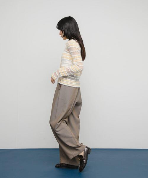 KBF（ケイビーエフ）の「シアーボーダーフェザーニット（ニット/セーター・レディース・ブラウン系その他/グレー系その他/アイボリー・ONE）」の8枚目の写真