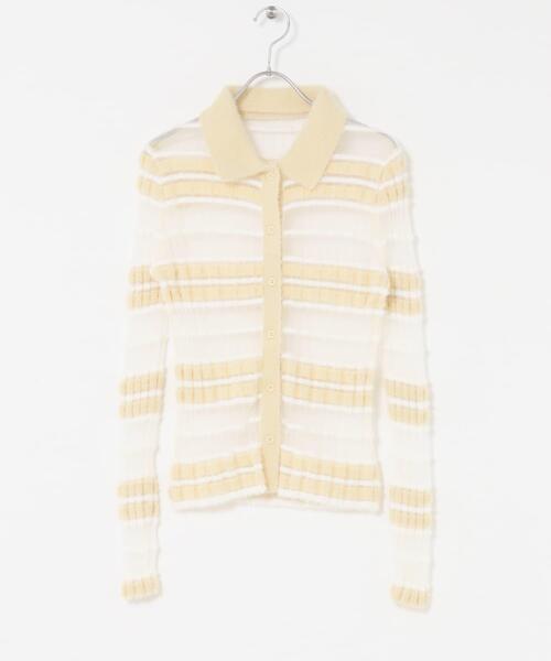 KBF（ケイビーエフ）の「シアーボーダーフェザーニット（ニット/セーター・レディース・ブラウン系その他/グレー系その他/アイボリー・ONE）」の11枚目の写真