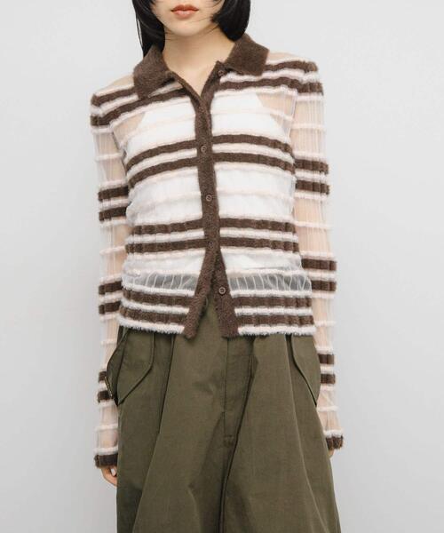 KBF（ケイビーエフ）の「シアーボーダーフェザーニット（ニット/セーター・レディース・ブラウン系その他/グレー系その他/アイボリー・ONE）」の15枚目の写真