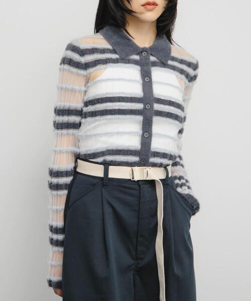 KBF（ケイビーエフ）の「シアーボーダーフェザーニット（ニット/セーター・レディース・ブラウン系その他/グレー系その他/アイボリー・ONE）」の22枚目の写真