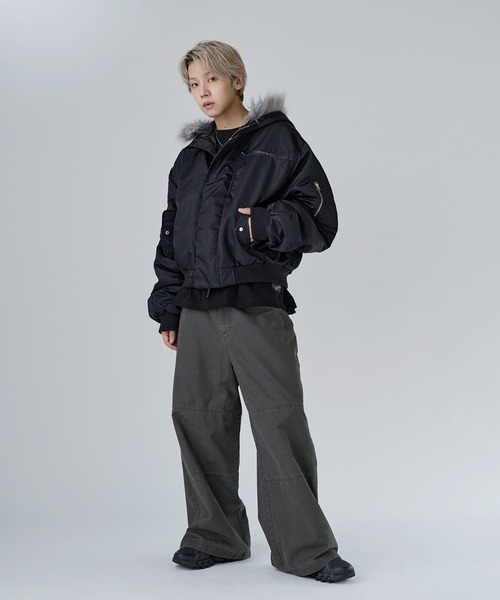 MSG(エムエスジー)の「N-2Bフライトミリタリーコンパクト中綿ジャッケット ナイロン/合皮【UNISEX】(ミリタリージャケット・メンズ・ブラウン/ブラック系/ブラック/カーキ/ワイン・S/M/L/XL)」の13枚目の写真