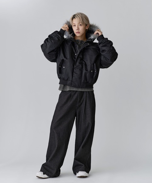 MSG(エムエスジー)の「N-2Bフライトミリタリーコンパクト中綿ジャッケット ナイロン/合皮【UNISEX】(ミリタリージャケット・メンズ・ブラウン/ブラック系/ブラック/カーキ/ワイン・S/M/L/XL)」の15枚目の写真