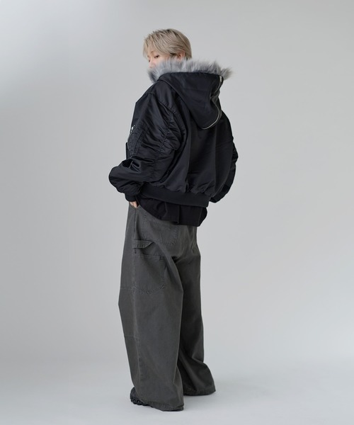 MSG(エムエスジー)の「N-2Bフライトミリタリーコンパクト中綿ジャッケット ナイロン/合皮【UNISEX】(ミリタリージャケット・メンズ・ブラウン/ブラック系/ブラック/カーキ/ワイン・S/M/L/XL)」の16枚目の写真