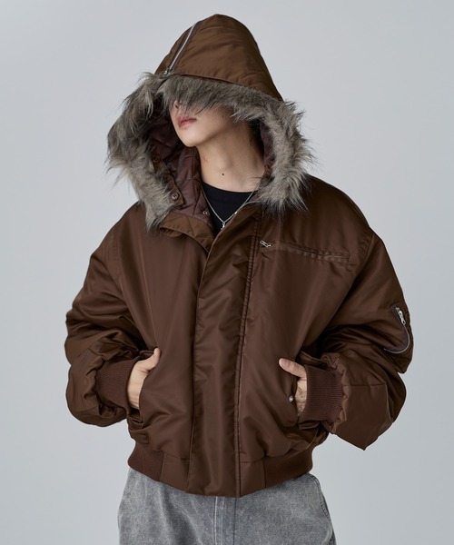 N-2Bフライトミリタリーコンパクト中綿ジャッケット ナイロン/合皮