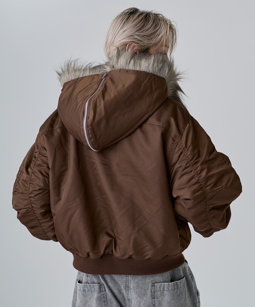 N-2Bフライトミリタリーコンパクト中綿ジャッケット ナイロン/合皮