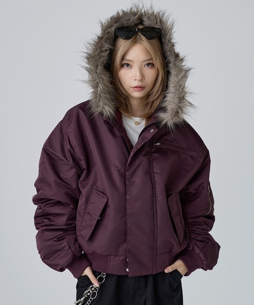 N-2Bフライトミリタリーコンパクト中綿ジャッケット ナイロン/合皮