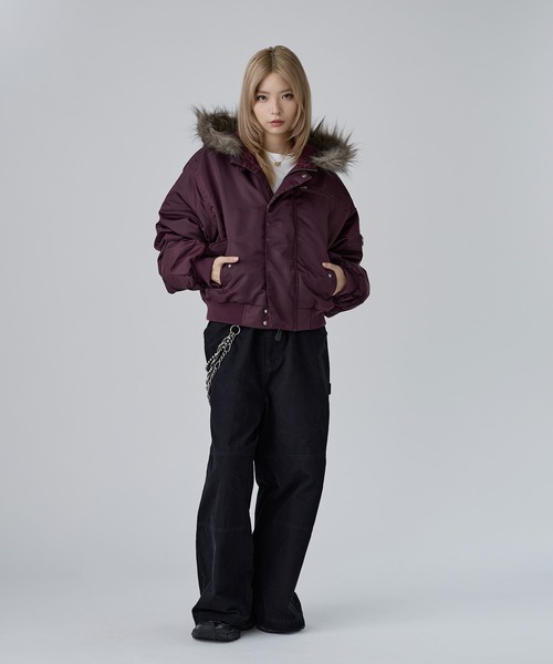 N-2Bフライトミリタリーコンパクト中綿ジャッケット ナイロン/合皮