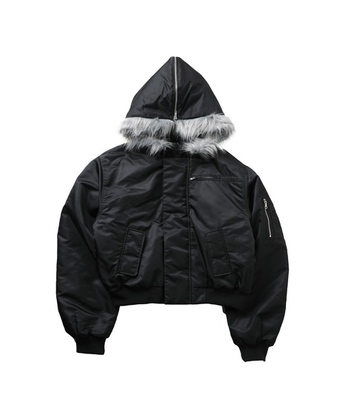 N-2Bフライトミリタリーコンパクト中綿ジャッケット ナイロン/合皮