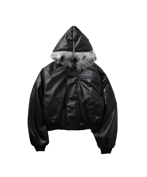 N-2Bフライトミリタリーコンパクト中綿ジャッケット ナイロン/合皮