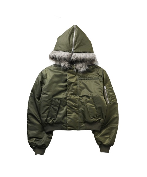 N-2Bフライトミリタリーコンパクト中綿ジャッケット ナイロン/合皮