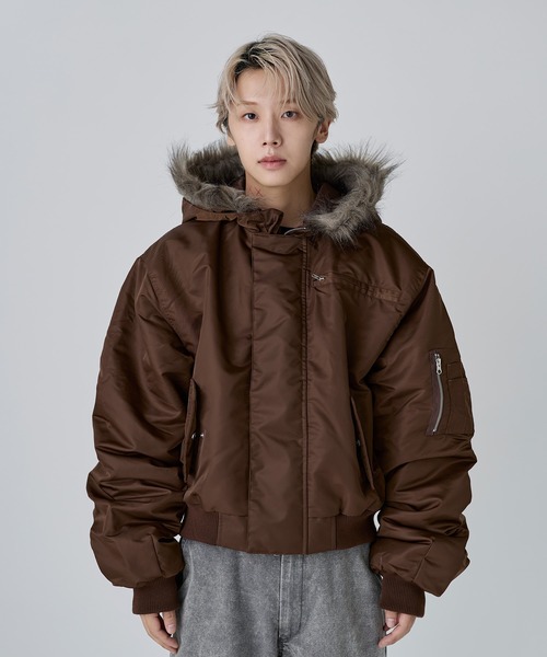 N-2Bフライトミリタリーコンパクト中綿ジャッケット ナイロン/合皮
