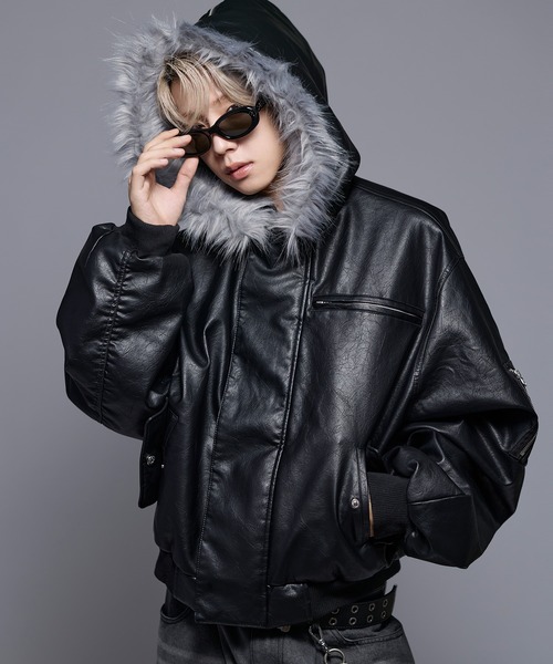 MSG(エムエスジー)の「N-2Bフライトミリタリーコンパクト中綿ジャッケット ナイロン/合皮【UNISEX】(ミリタリージャケット・メンズ・ブラウン/ブラック系/ブラック/カーキ/ワイン・S/M/L/XL)」の21枚目の写真