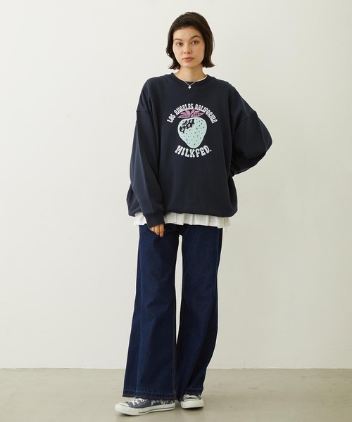 MILKFED.（ミルクフェド）の「STRAWBERRY SWEAT TOP（スウェット・レディース・オフホワイト/オリーブ/ネイビー・M/L）」の6枚目の写真