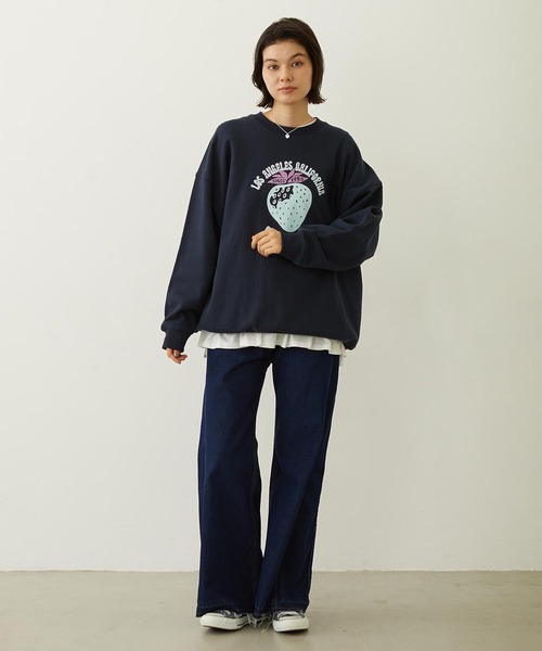 MILKFED.（ミルクフェド）の「STRAWBERRY SWEAT TOP（スウェット・レディース・オフホワイト/オリーブ/ネイビー・M/L）」の7枚目の写真