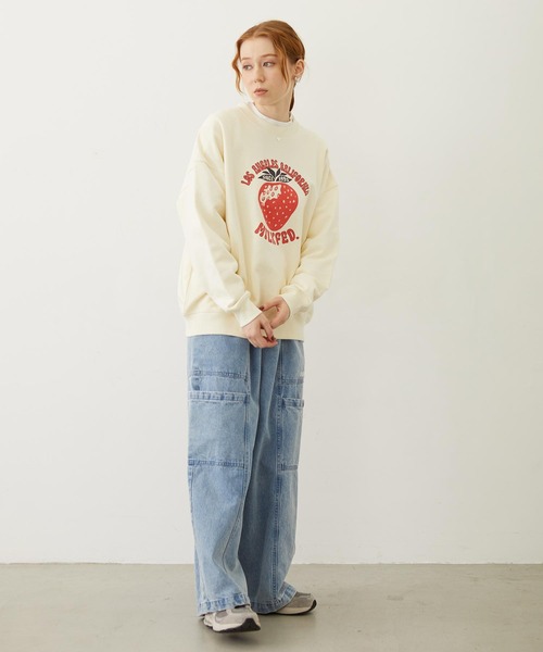MILKFED.（ミルクフェド）の「STRAWBERRY SWEAT TOP（スウェット・レディース・オフホワイト/オリーブ/ネイビー・M/L）」の18枚目の写真