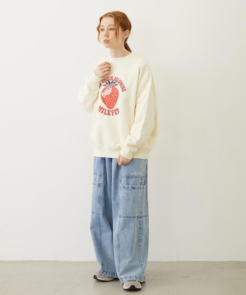 MILKFED.（ミルクフェド）の「STRAWBERRY SWEAT TOP（スウェット・レディース・オフホワイト/オリーブ/ネイビー・M/L）」の19枚目の写真