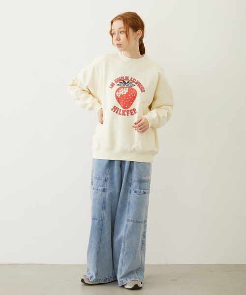 MILKFED.（ミルクフェド）の「STRAWBERRY SWEAT TOP（スウェット・レディース・オフホワイト/オリーブ/ネイビー・M/L）」の20枚目の写真