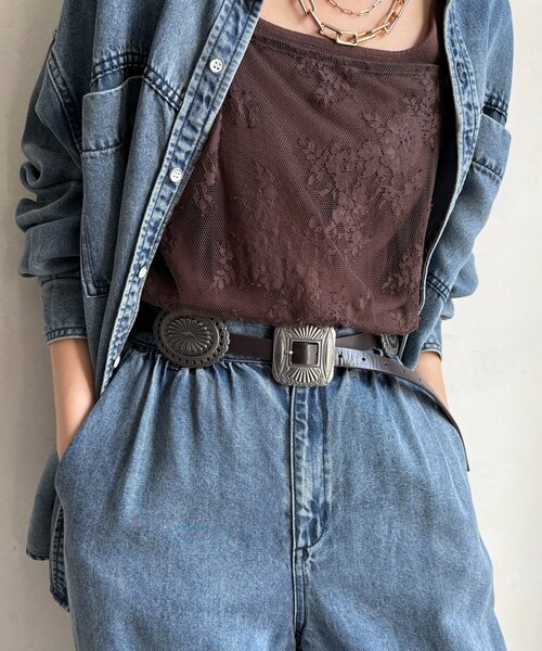 DouDou(ドゥドゥ)の「コンチョベルト(ベルト・レディース・ブラック/ブラウン・FREE)」の2枚目の写真