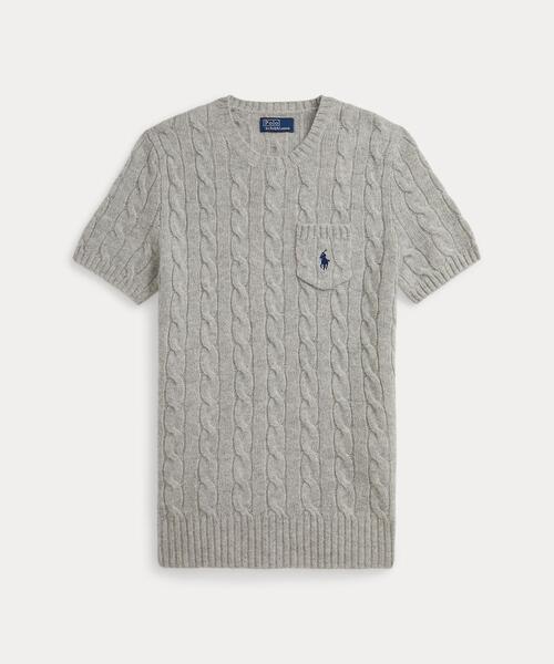 RALPH LAUREN ラルフローレン カシミヤ　ウール　ショート　パーカー ケーブル ウールカシミヤ ショートスリーブ セーター（ニット