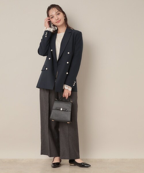 couture brooch（クチュールブローチ）の「【高見え・きれいめ・通勤】レースカフス パール調釦テーラードジャケット（テーラードジャケット・レディース・ネイビー/ブラウン系その他3/ブラウン系9・40/38/42/36）」の11枚目の写真