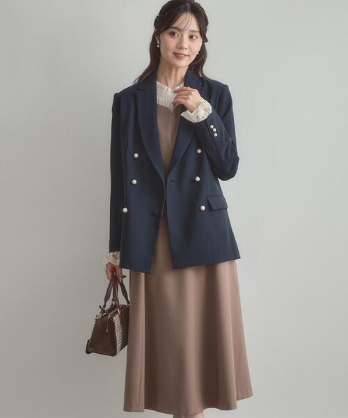 couture brooch（クチュールブローチ）の「【高見え・きれいめ・通勤】レースカフス パール調釦テーラードジャケット（テーラードジャケット・レディース・ネイビー/ブラウン系その他3/ブラウン系9・40/38/42/36）」の17枚目の写真