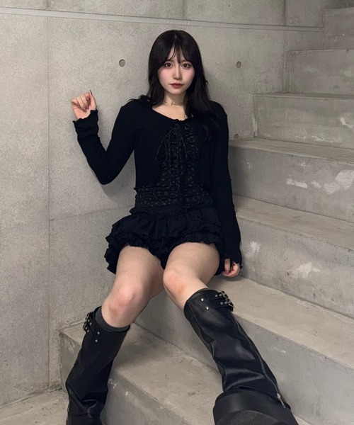 Lae（レイ）の「花柄キャミ＋リボンカーディガン（キャミソール・レディース・グレー/ブラック・フリー）」の7枚目の写真