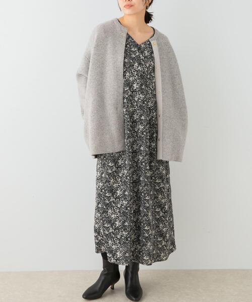 F by ROSSO フラワープリントパフスリーブワンピース