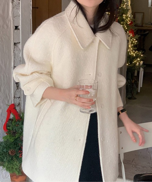 CHUL(チュル)の「ウールライク ショートジャケットコート(その他アウター・レディース・ホワイト/ブラック/ブラウン/カーキ/ピンク・SMALL/MEDIUM)」の7枚目の写真