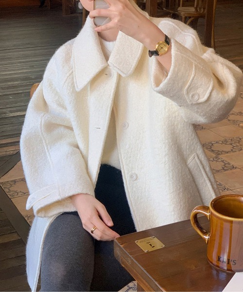 CHUL(チュル)の「ウールライク ショートジャケットコート(その他アウター・レディース・ホワイト/ブラック/ブラウン/カーキ/ピンク・SMALL/MEDIUM)」の8枚目の写真