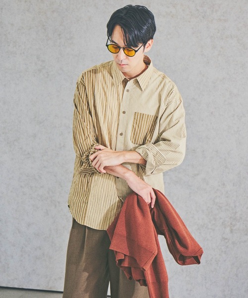 BAYFLOW(ベイフロー)の「リメイクライクシャツ(シャツ/ブラウス・メンズ・ブルー/ベージュ・FREE)」の1枚目の写真