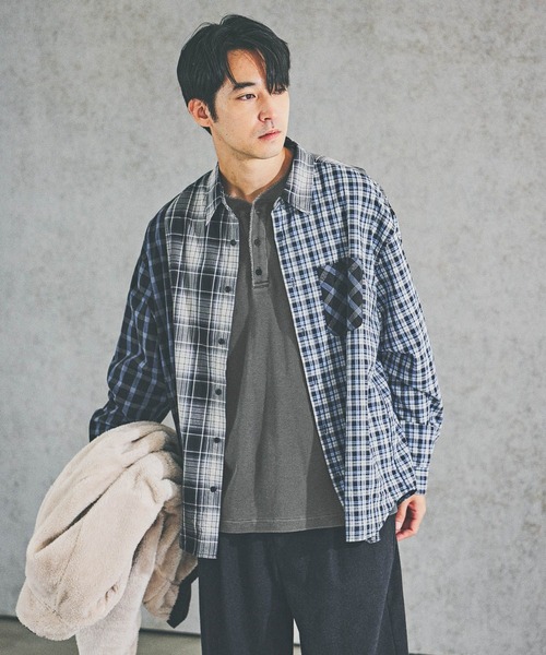 BAYFLOW(ベイフロー)の「リメイクライクシャツ(シャツ/ブラウス・メンズ・ブルー/ベージュ・FREE)」の2枚目の写真