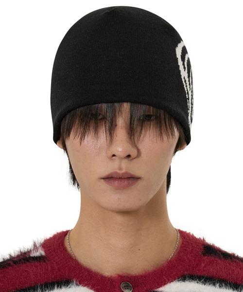 OY(オーワイ)の「『OY/オーワイ』SWIRL HEART BEANIE/スワール ハート ビーニー(ニットキャップ/ビーニー・レディース・ブラック/ベージュ・FREE)」の4枚目の写真