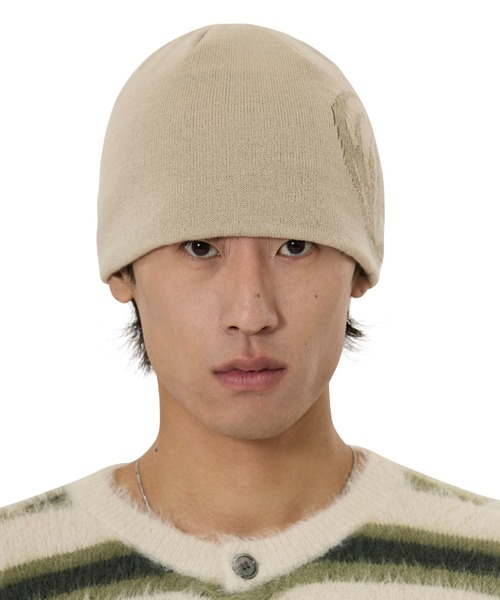OY(オーワイ)の「『OY/オーワイ』SWIRL HEART BEANIE/スワール ハート ビーニー(ニットキャップ/ビーニー・レディース・ブラック/ベージュ・FREE)」の7枚目の写真