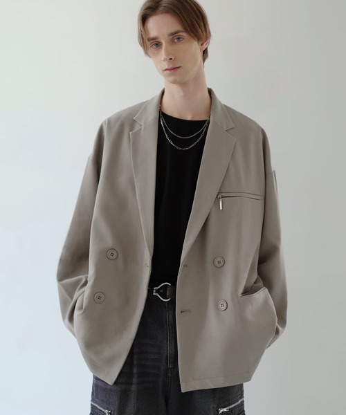 SOCCE（ソーシー）の「【セットアップ可】TRダブルテーラードジャケット（テーラードジャケット・メンズ・グレイッシュベージュ/ネイビー/ブラック/チャコール・XL/L/S/M）」の3枚目の写真