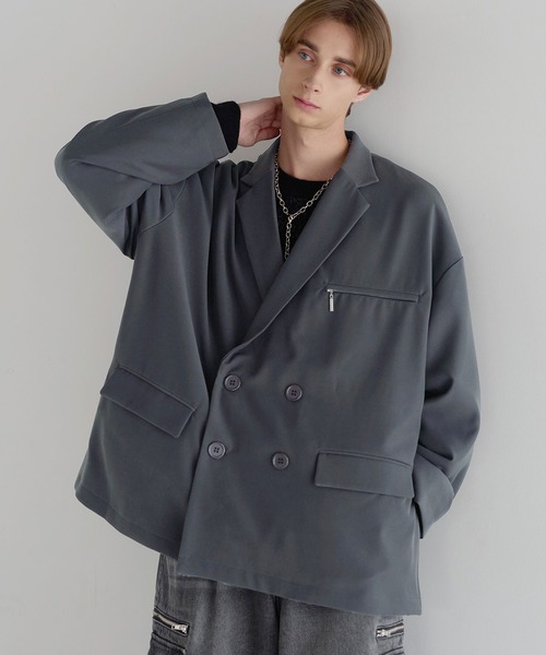 SOCCE（ソーシー）の「【セットアップ可】TRダブルテーラードジャケット（テーラードジャケット・メンズ・グレイッシュベージュ/ネイビー/ブラック/チャコール・XL/L/S/M）」の6枚目の写真