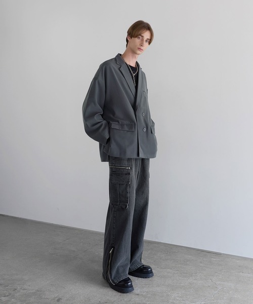 SOCCE（ソーシー）の「【セットアップ可】TRダブルテーラードジャケット（テーラードジャケット・メンズ・グレイッシュベージュ/ネイビー/ブラック/チャコール・XL/L/S/M）」の12枚目の写真