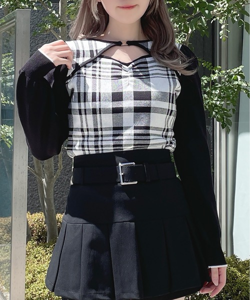 フロントアキパイピングニット（ニット/セーター）｜abc une