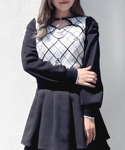 oneway nomae フロント開きパイピングニット フロントアキパイピングニット（ニット/セーター）｜abc une