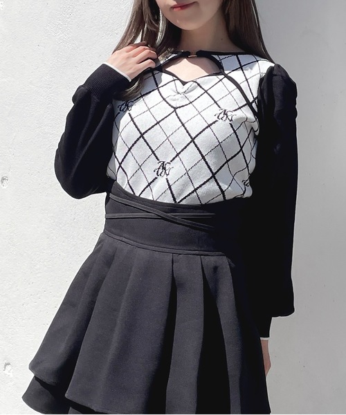 フロントアキパイピングニット（ニット/セーター）｜abc une