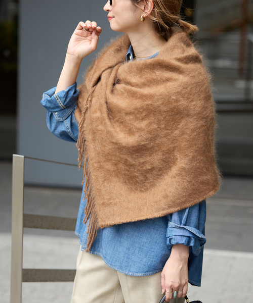 Spick & Span（スピックアンドスパン）の「Spick & Span カシミヤストールファー加工（ストール/ショール・レディース・キャメル・FREE）」の2枚目の写真