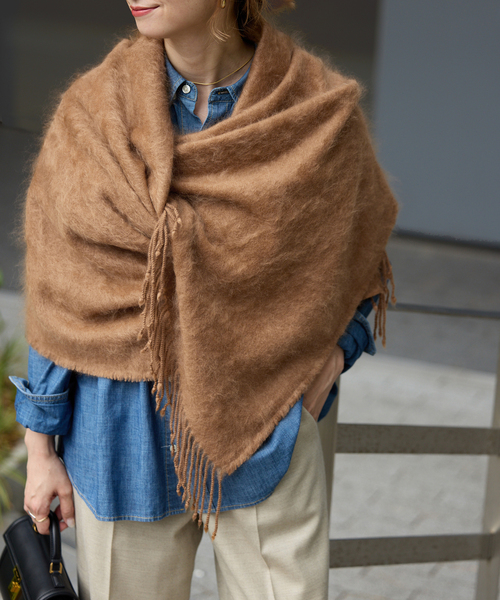 Spick & Span（スピックアンドスパン）の「Spick & Span カシミヤストールファー加工（ストール/ショール・レディース・キャメル・FREE）」の3枚目の写真