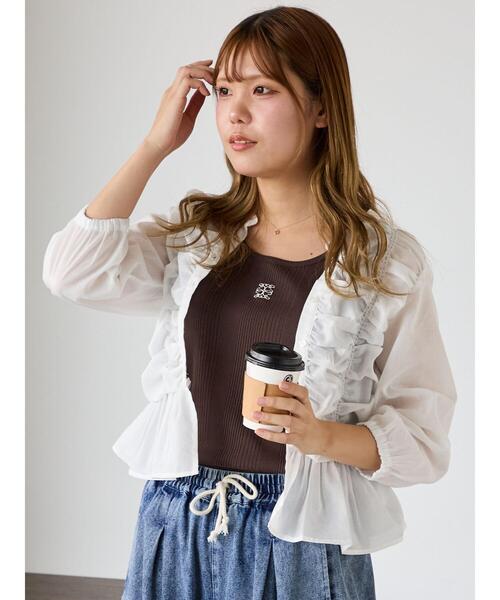 ehka sopo（エヘカソポ）の「ワンポイント刺繍タンクトップ（ニット/セーター・レディース・キナリ/ブラウン/グレー/ブラック・F）」の5枚目の写真