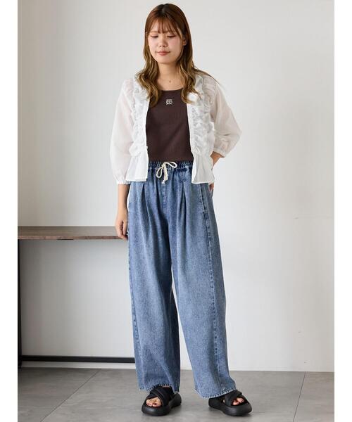 ehka sopo（エヘカソポ）の「ワンポイント刺繍タンクトップ（ニット/セーター・レディース・キナリ/ブラウン/グレー/ブラック・F）」の6枚目の写真